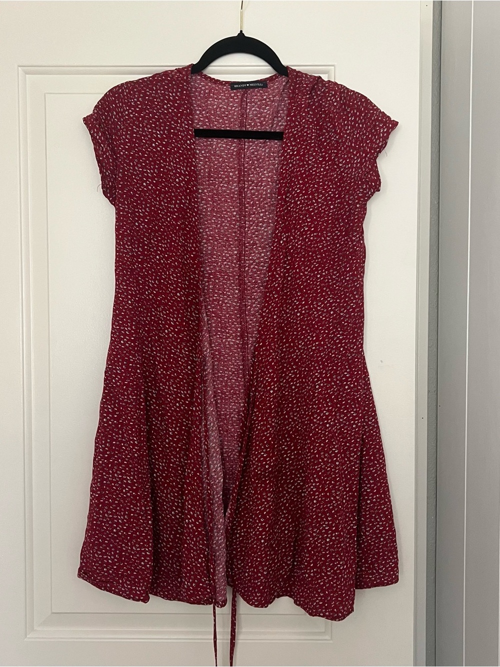 Brandy Melville Red Floral Print adjustable wrap mini dress